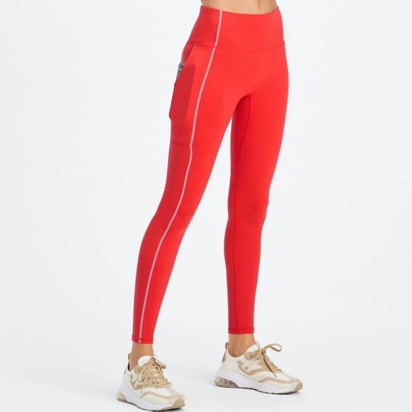 Fabletics Trinity Utility Phone Zipper Pocket Legging High Waist Red Gray XL NWT - Picture 5 of 8